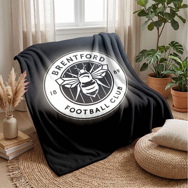 Brentford Football Print Flannel Blanket, Soft Warm Lightweight Throw Blanket for Sofa Bed Camping