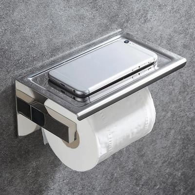 Portacarta da Bagno in Acciaio Inossidabile Portarotolo WC Senza Foratura Montaggio a Parete Portacarta WC Porta Telefono Domestico Porta Asciugamani di Carta