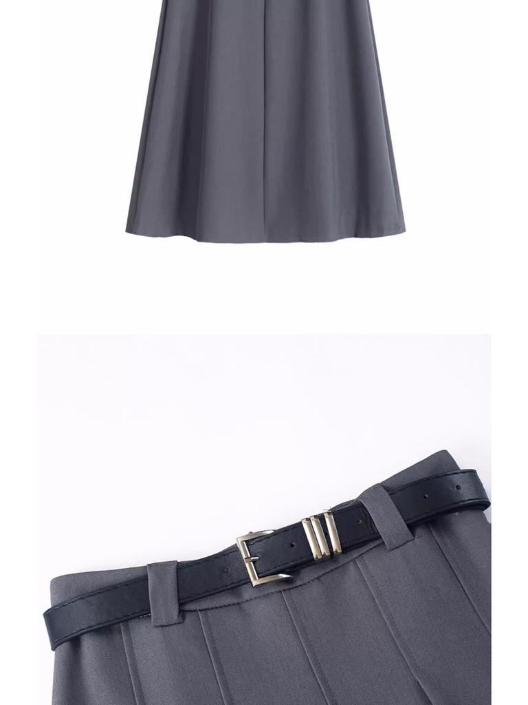 Elegant High-Waisted A-Line Pleated Skirt - Mid-Length, Slimming, Fashionable Niche Design