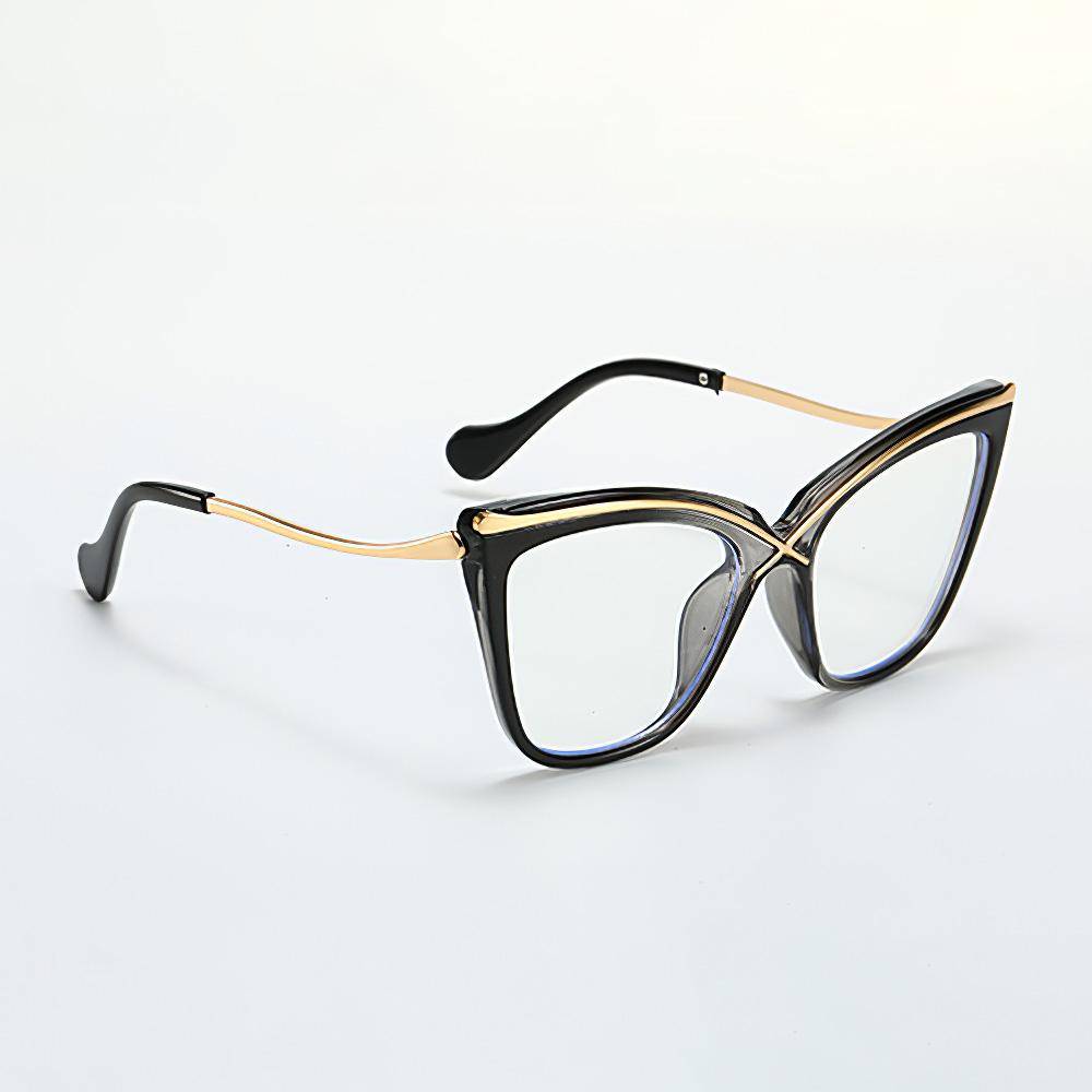 

Stylishable Blue Rayweight Blocking Glasses Black Color Gold Geometric Glasses with Unique Design Anti Blue Rayweight Protection Eyeglasses