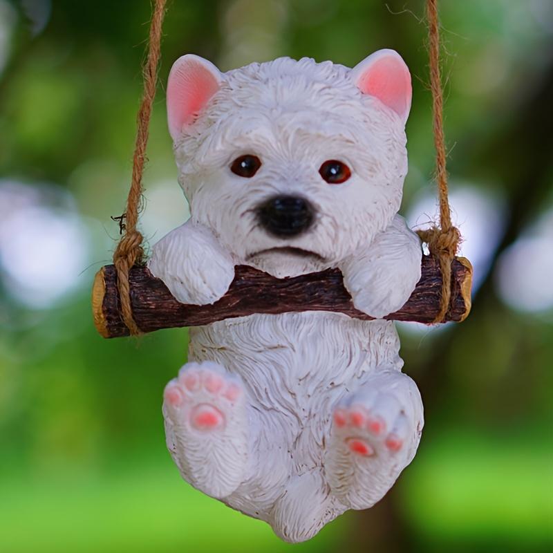 1pc, Resin Puppy Figurines, Cute Dog Wall Hanging Decor For Garden & Patio, Artistic Pot Climbing Pet Accents