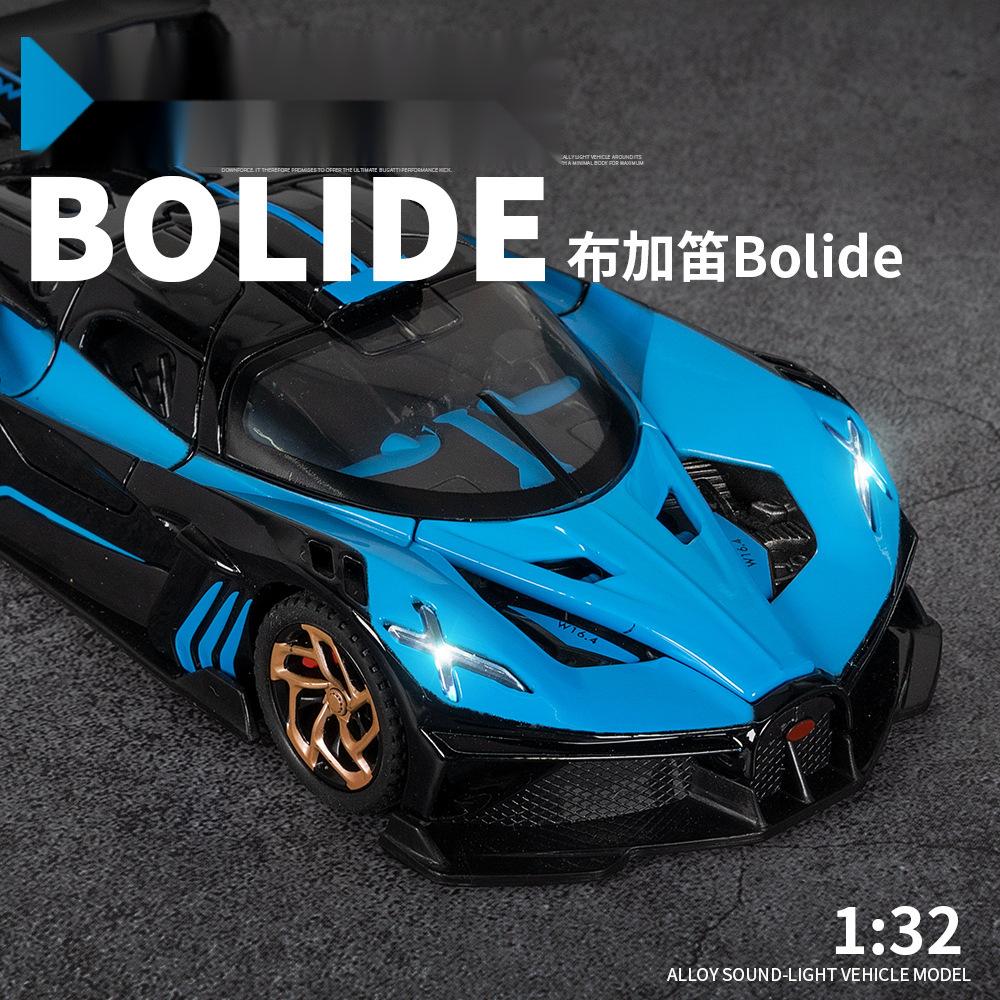 1:32 Bolide Model Sports Car Toys Alloy Diecast Miniature Supercars Sound Light Doors Opened Pull Back For Gifts