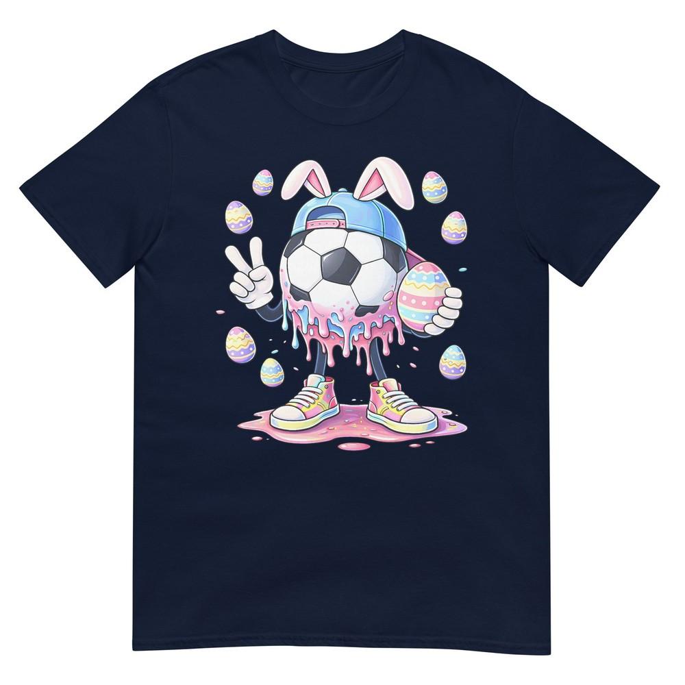 Soccer Rabbit Bunny Egg Drip Sport Easter Day Boys Kids Tshirt