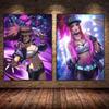 Hra League Of Legends Figurka KDA Plakát LOL Evelyn Kasha Ahri Sexy Dívka Plátno Malba Neonový Styl Nástěnné Umění Obrázky Domácí Dekorace