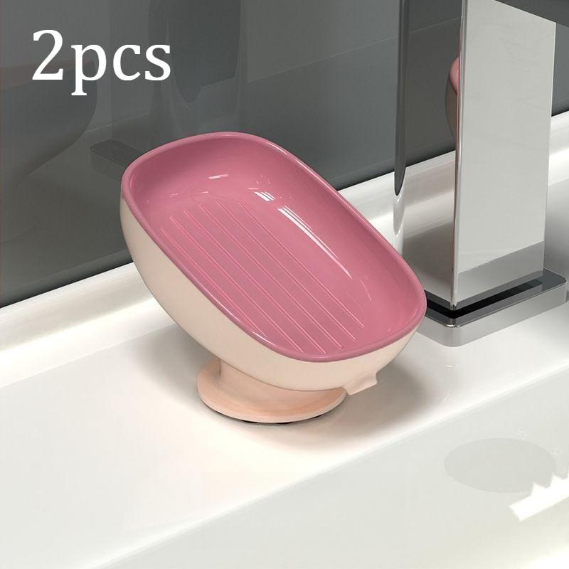 1/2Pcs Bathroom Soap Dishes Holder Self Draining Soap Box with Super Suction Portable Soap Container for Bathroom Accessories