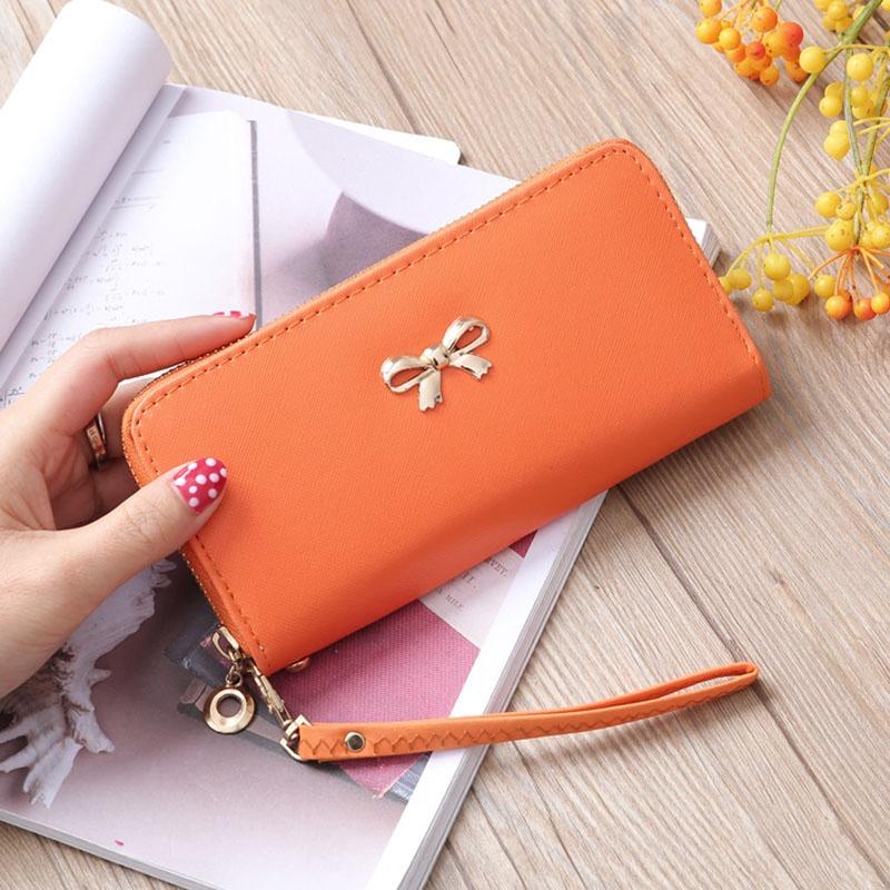 Luxurious Lady Zipper Around Women Clutch Leather Long Wallet Card Holder Case
