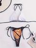 European & American Halter Tie-Up Butterfly Print Bikini Set