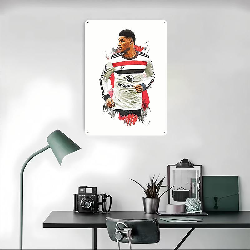 Marcus RashSports Car Football Art Metal Poster Customized Wall Art Retro Vintage Tinplate Signs for Man Cave Gaming Decoration