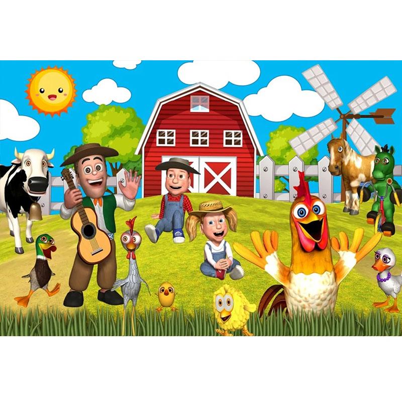 

Green Grass Farm Theme La Granja De Zenon Backdro Party Background Custom Decorate Kids 1st Birthday Baby Shower Photo Backdrop 210x150cm
