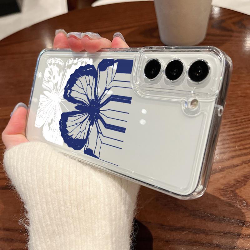 Schmetterling Blumen Hülle für Samsung Galaxy A56 A55 A54 5G A36 A35 A34 A26 A16 A15 S21 FE S22 S23 S24 Plus S25 Edge S25 Ultra Klare Weiche TPU Handyhülle