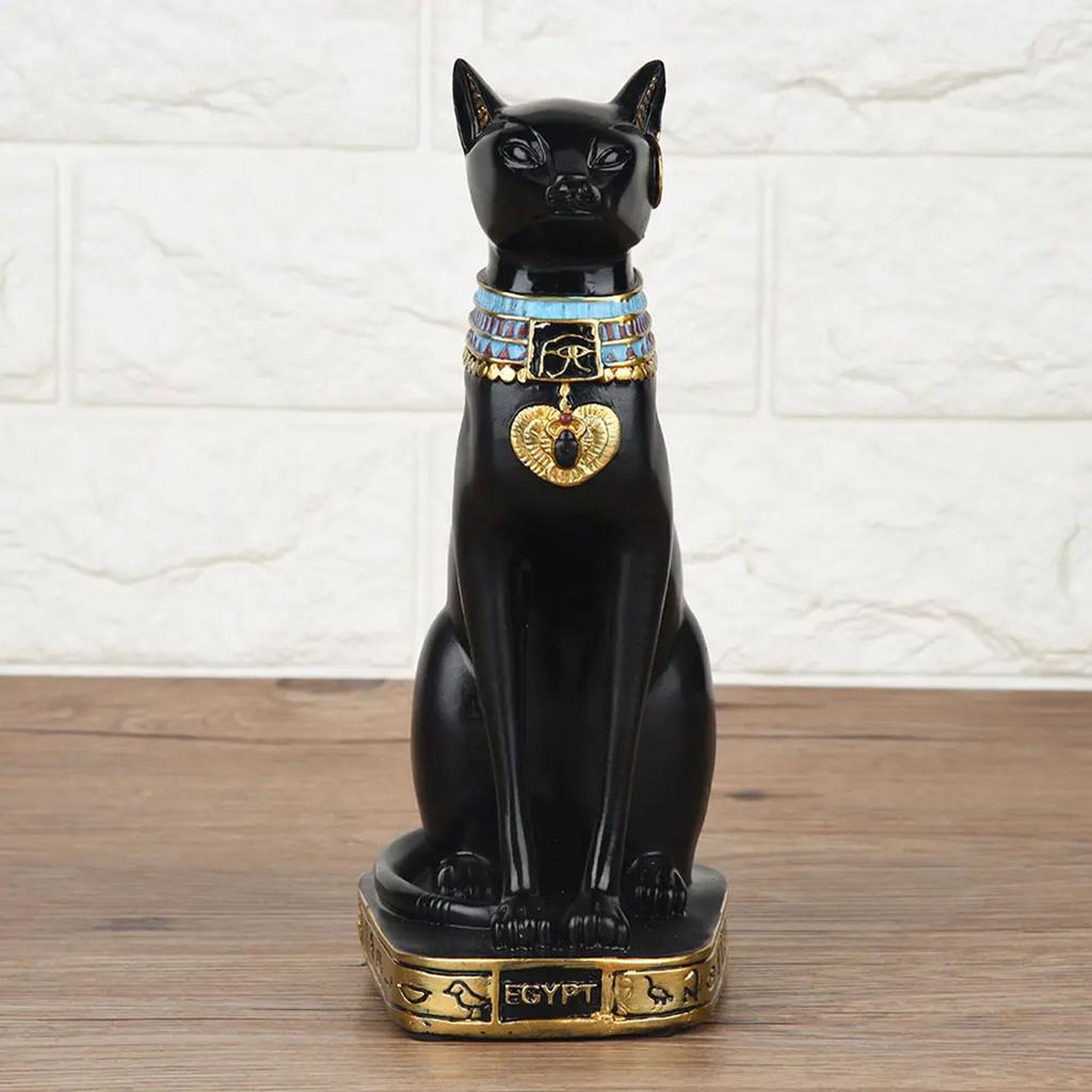 Estátua de resina de gato egípcio, ornamentos decorativos exclusivos com tema animal para decoração de sala de estudo