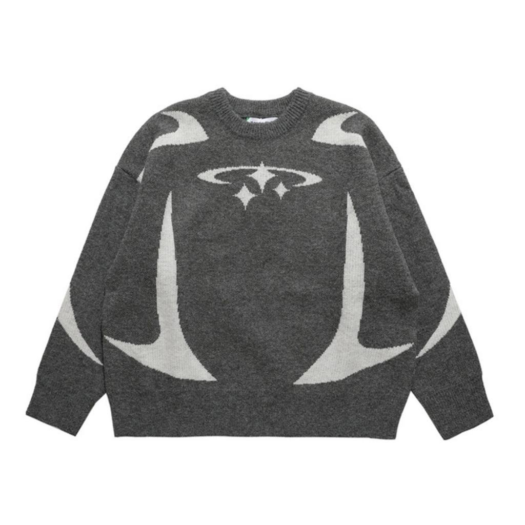 DRIPX Autumn Winter Retro Pullover Sweater Fashion Long Sleeve Star Pattern Y2K Sweater Casual Harajuku Knit Sweater Unisex