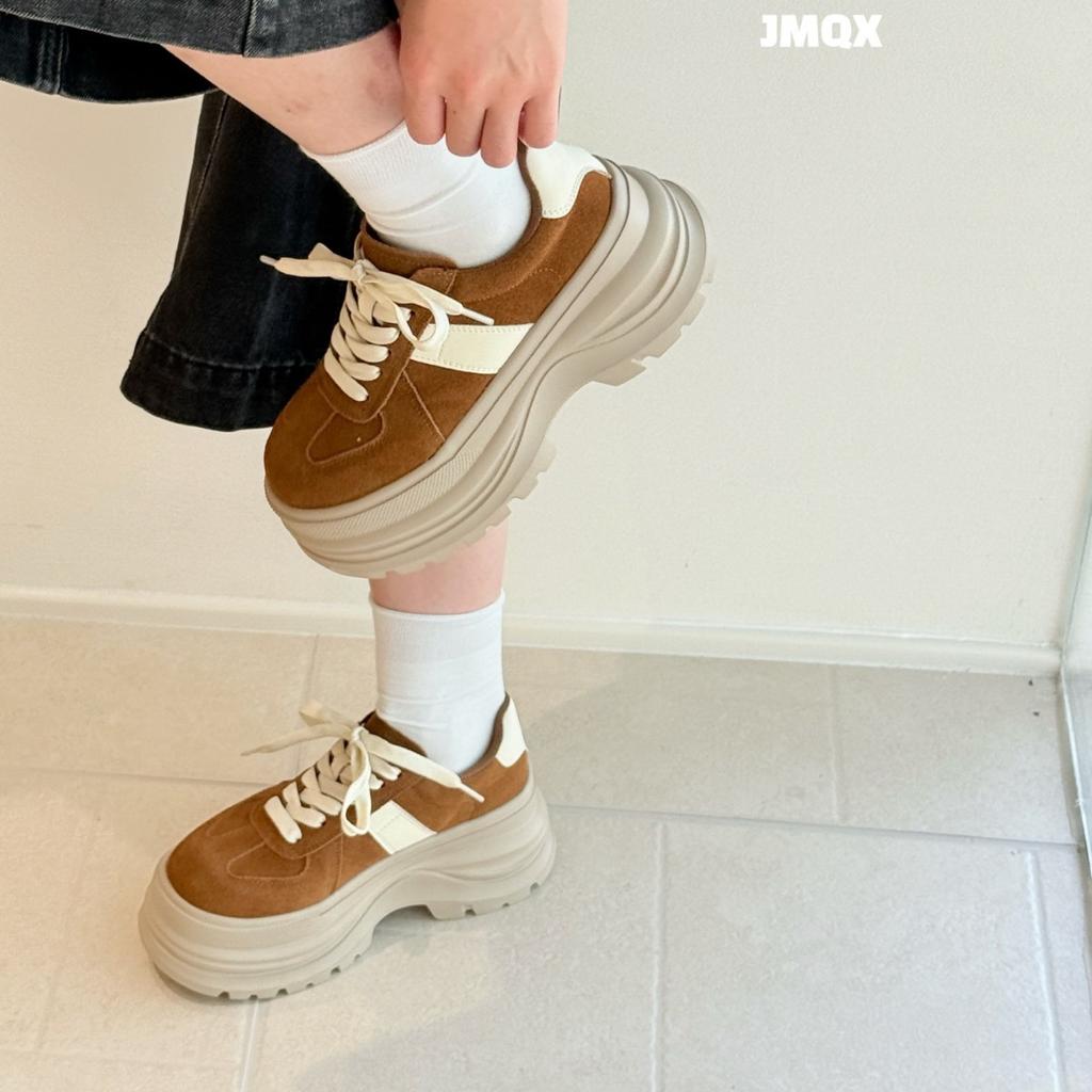 European Station 2025 Spring New Leather Platform Yellow Dexun Shoes Women's Fashion Versatile Casual Shoes Board Shoes Sneakers