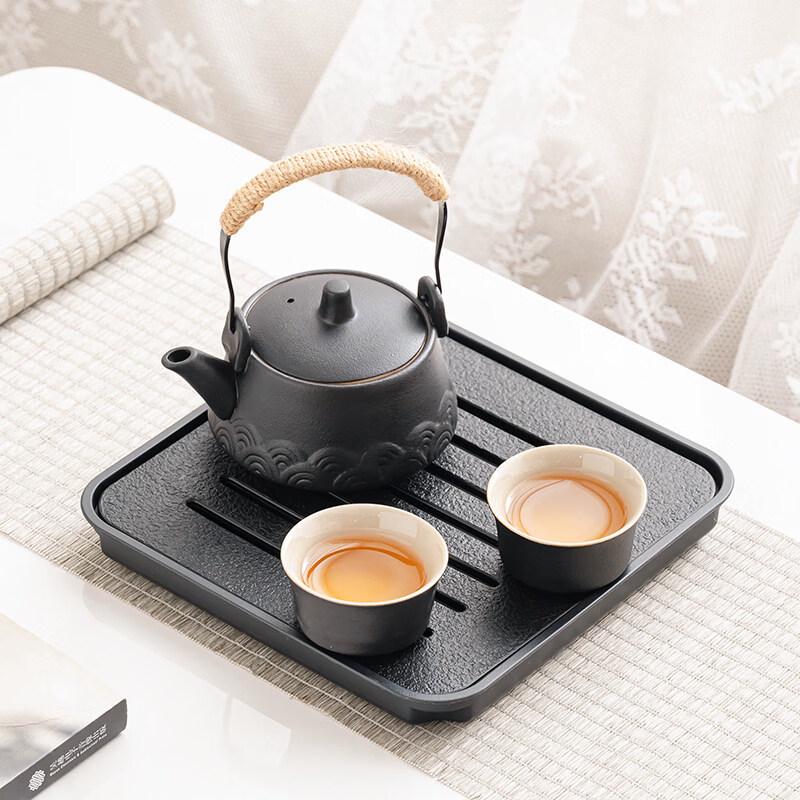 ZISIZ Small Black Pottery Kung Fu Tea Set