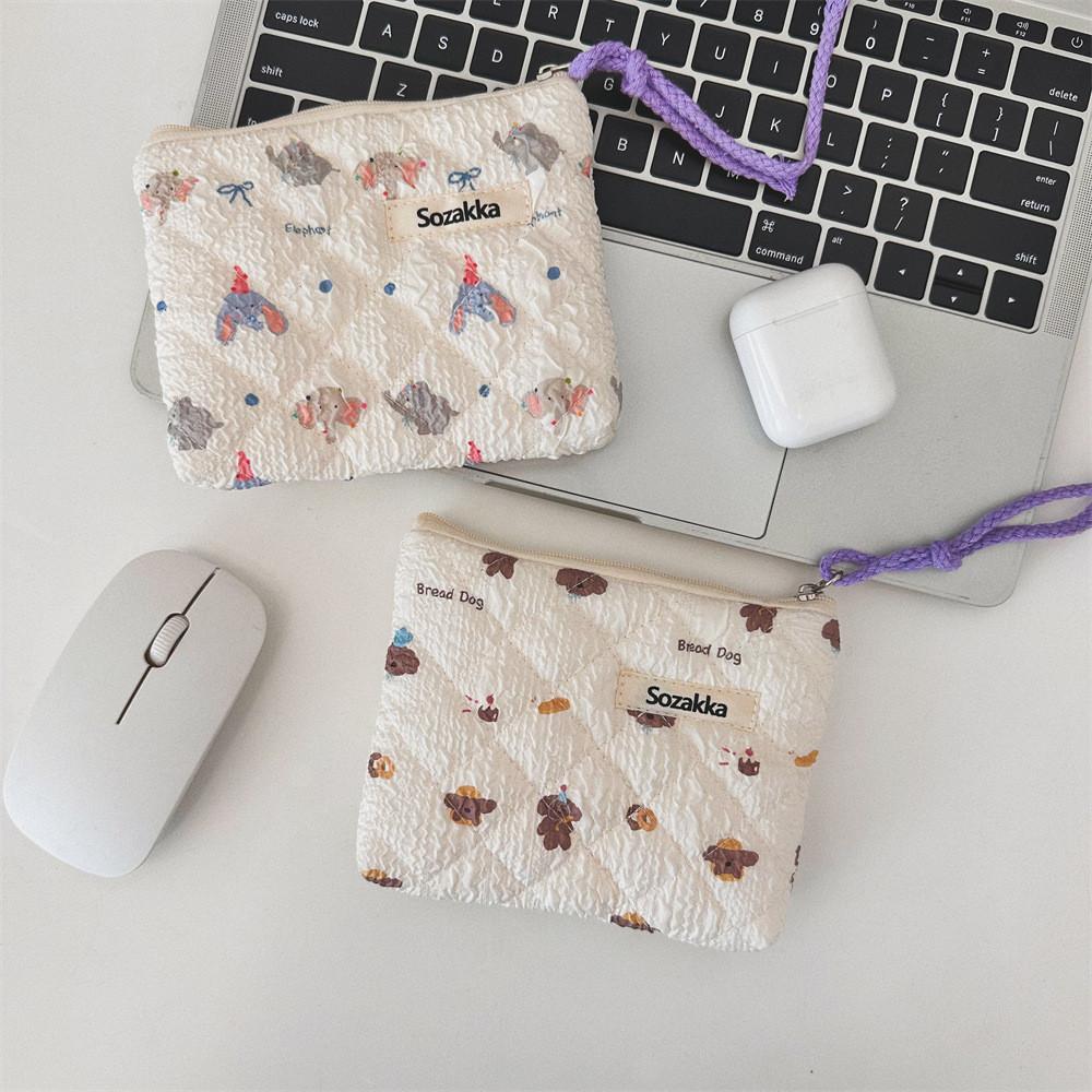 Cartoon Animal Cotton Travel Storage Bag With Embossed Design For Girls