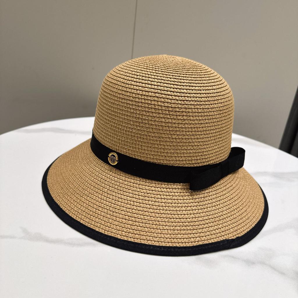 Elegant Hepburn French Bucket Hat Sun Hat Foldable Straw Hat Summer Beach Vacation Sun Hat