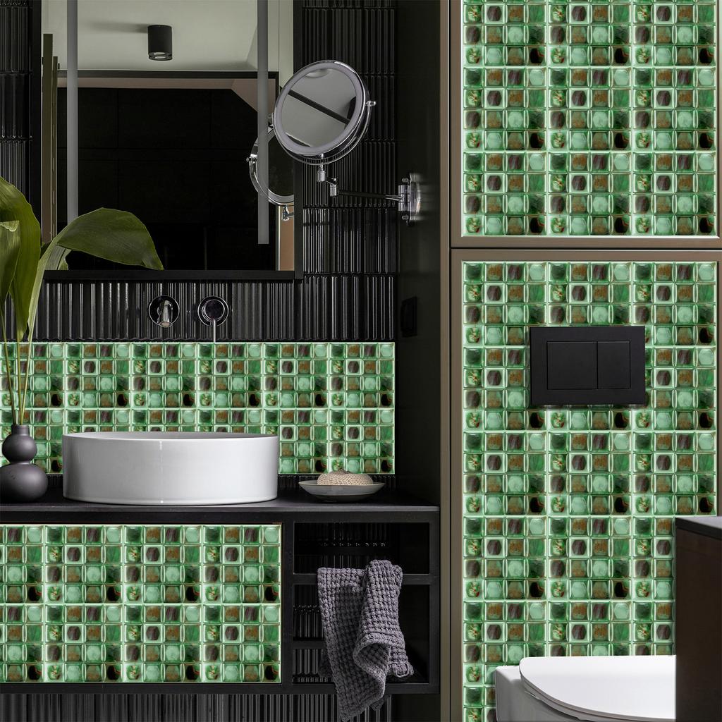 50pcs 3D Waterproof Self-Adhesive Mosaic Tile Wall Stickers, Easy to Install, Suitable for Kitchen Bathroom and Home Decoration
