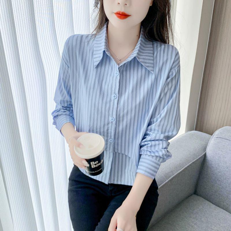 2024 Women's Casual Striped Cotton Shirt - Spring/Autumn