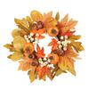 30cm Artificial Maple Leaves Candle Ring Candle Wreath Ring for Thanksgiving Centerpiece Table Decoration