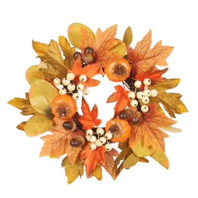 30cm Artificial Maple Leaves Candle Ring Candle Wreath Ring for Thanksgiving Centerpiece Table Decoration
