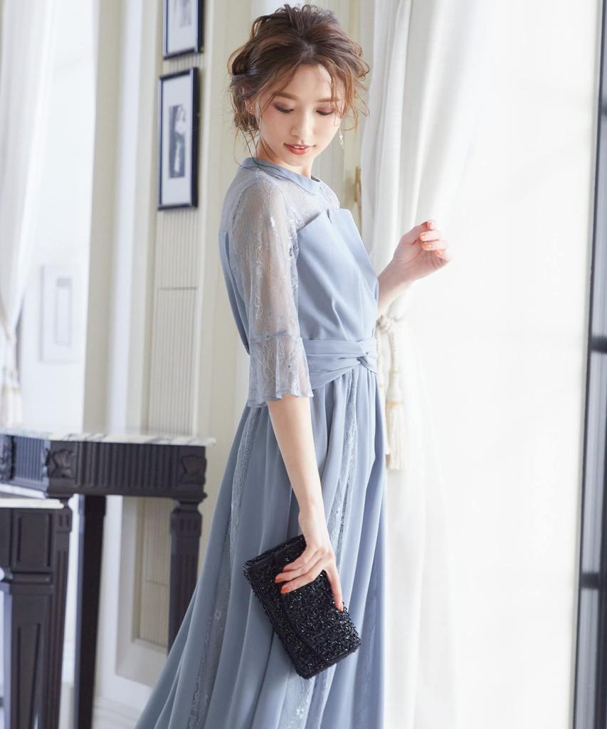 Short Size L [niana] Wedding/Party Dress, Plus/Petite Sizes, Height, Blue/Gray Bustier,