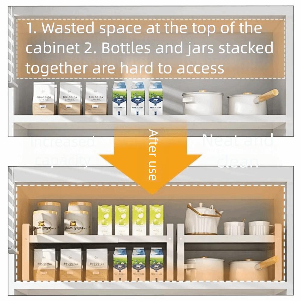 Expandable Adjustable Kitchen Organizer Space Saving Retractable Cabinet Shelf  Cabinet Internal