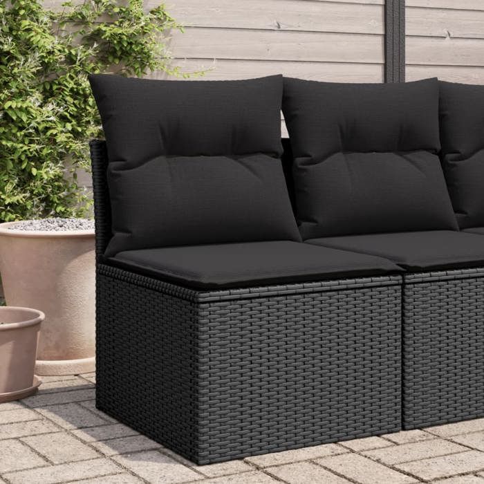 VidaXL Garden Sofa Without Armrests Cushions, Seat with Cover, Outdoor Patio Balcony Terrace Furniture, Black Resin 365961