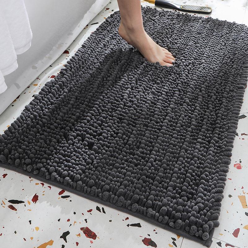 Chenille Long Pile Bathroom Mat - Water Absorbent & Anti-Slip Foot Pad for Home Use