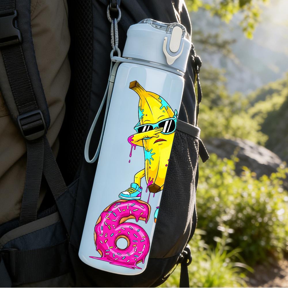 1PC Color Number 67 Skate Figure Layout 750ml Color Plastic Water Bottle Leakproof Flip Straw Lid For Sports Office Home Use