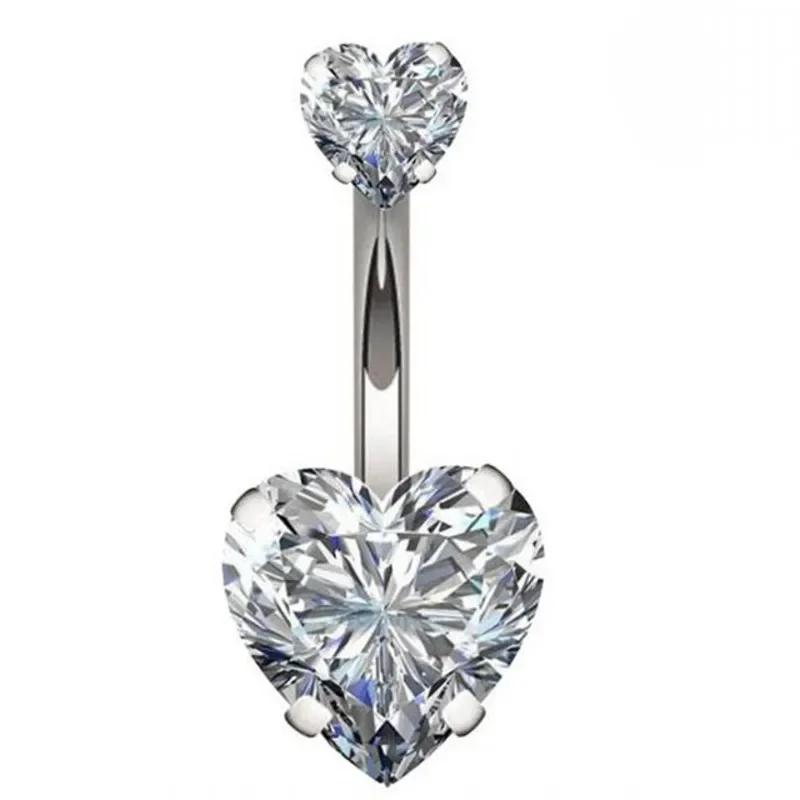 Shiny Zircon Crystal Belly Button Rings for Women Fashion Heart Navel Ring Metal Steel Barbell Butterfly Body Piercing Jewelry