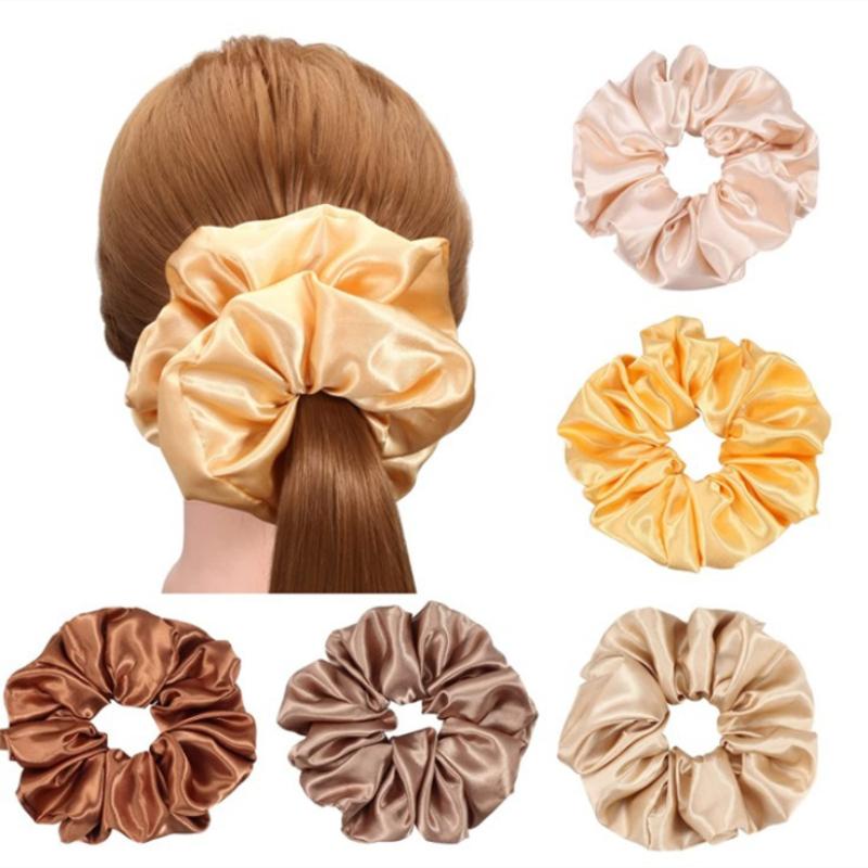 18cm Übergroße Satin Scrunchies Einfarbig Elastisches Haarband Damen Mädchen Pferdeschwanzhalter Accessoires Schicke Haargummis