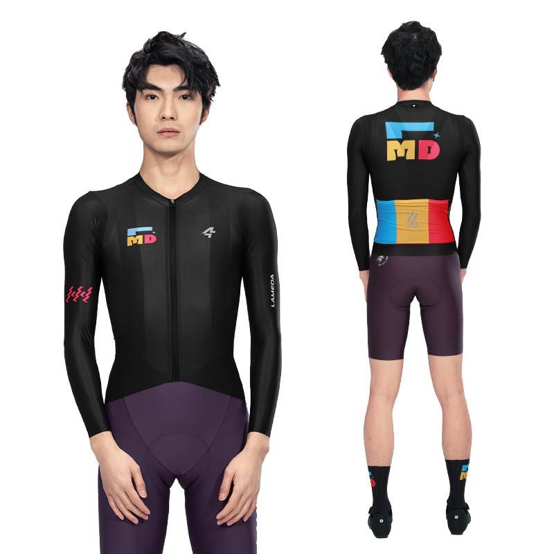 Mens Long Sleeve Cycling Jersey Breathable Quick Dry Stretch Performance Bike Shirt Road