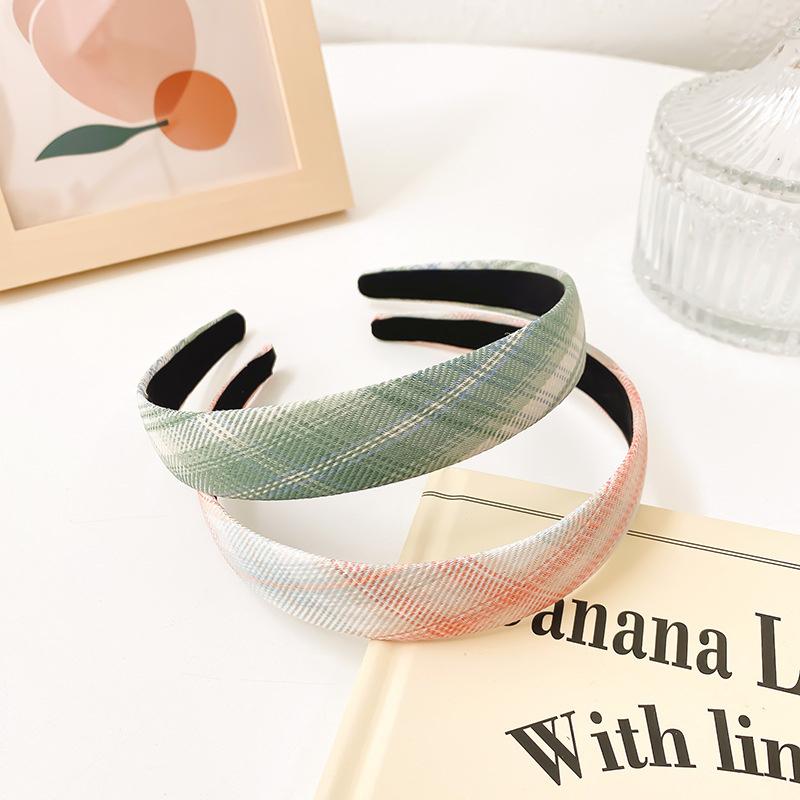2 Stück/Set 2 cm dünner karierter Stoff-Haarreif für Frauen Mädchen tägliche Presse Haaraccessoires Koreanische JK Studentenuniform Kopfbedeckungen