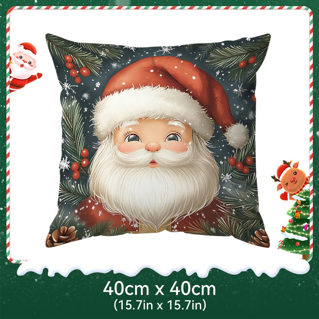Retro Christmas Style Pillowcase Printed Polyester 40/45/50Cm Throw Pillowcover Decorative Sofa Cushion Pillowslip Home Decor