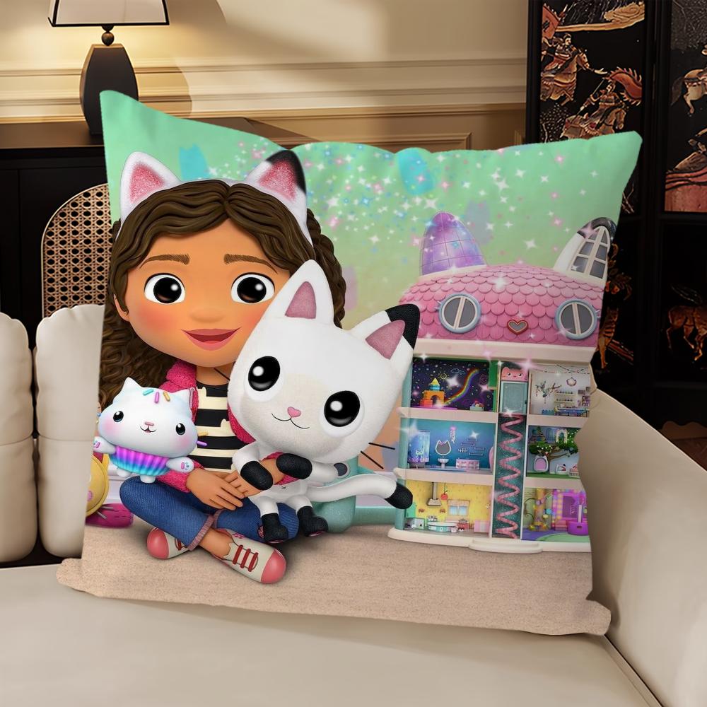 Cartoon G-Gabbys Lovely D-Dollhouse Pillow Case Sofa Living Room Headboard Bedroom Backrest Cushion Square Cushion Nap Time