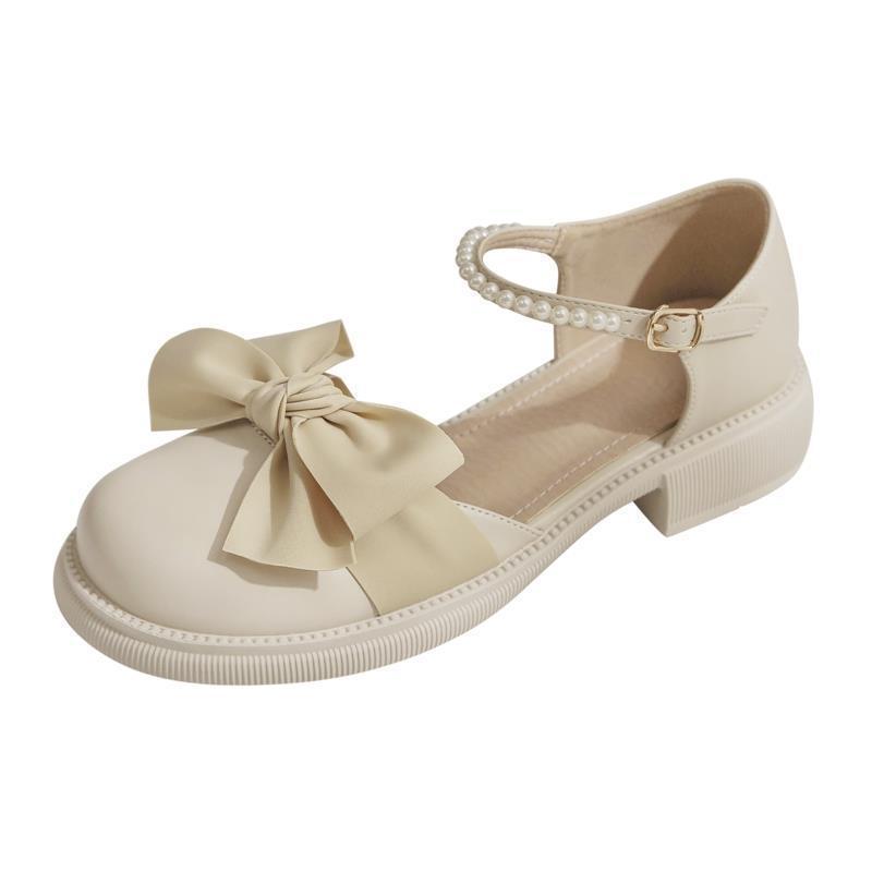 Hollow Flat Bottom Bow Small Leather Shoes Single Shoes Women with Skirt Sandals Women 2025 Summer Fashion Mary Jane Shoes Women