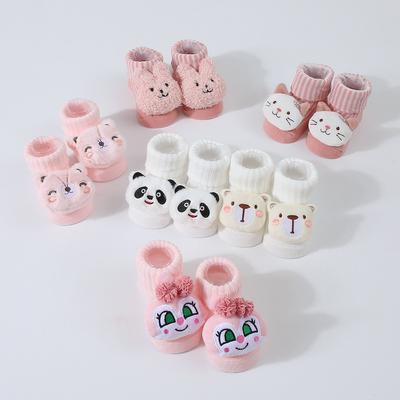 Chaussettes tricotées Panda mignon pour bébé quatre saisons, chaussettes respirantes et antidérapantes pour nouveau-né