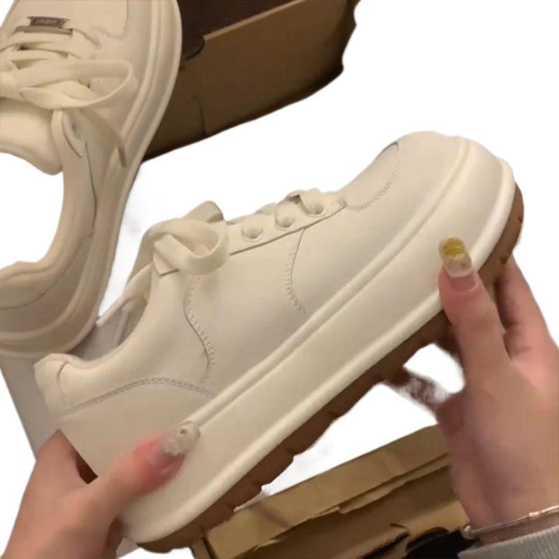 Cream platform shoes children's school versatile sports board shoes casual white shoes women