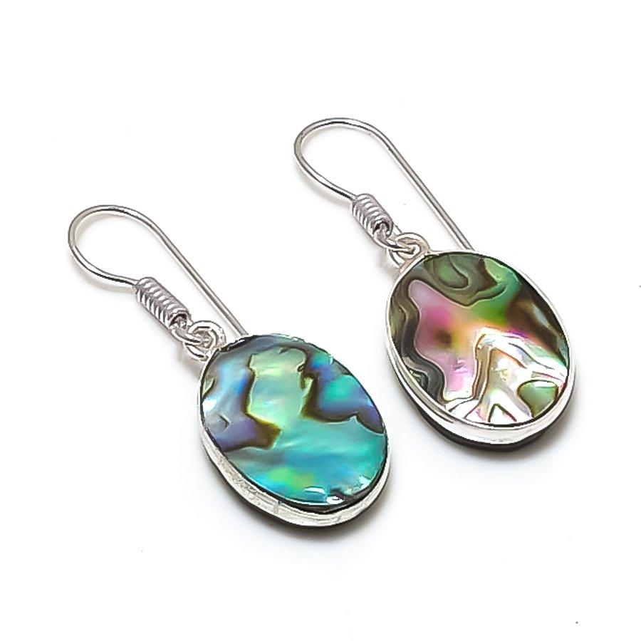 

Abalone Shell Handmade 925 Sterling Silver Jewelry Earring 1.38 y9A60