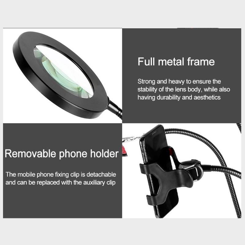 10X LED Magnifying Lamp 360°Flexible Adjustable Gooseneck Magnifier Light for Reading Craft Close Work