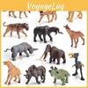 Realistic Mini Forest Animal Figurines 12 Piece Set Includes Mammoth Rhino Plastic Models