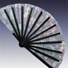 1PC 33cm Fluorescence Fan Folding Craft Fan With Energetic Neon Pattern For Men Women Night Show Halloween Christmas Festival