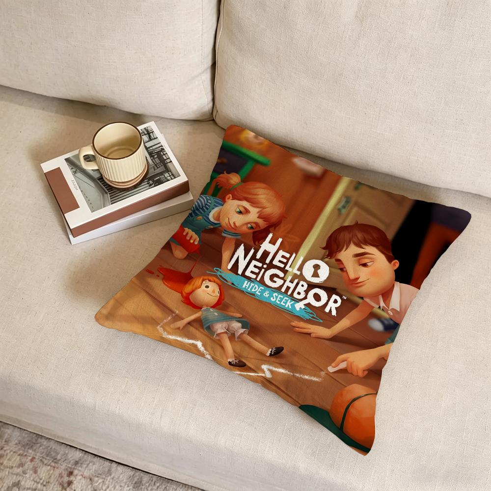 H-Hello Neighbor 2 Kissenbezug Stoff Weiche Heimtextilien, Kissenbezug, Kissenbezug, Sofakissen, Heimdekoration