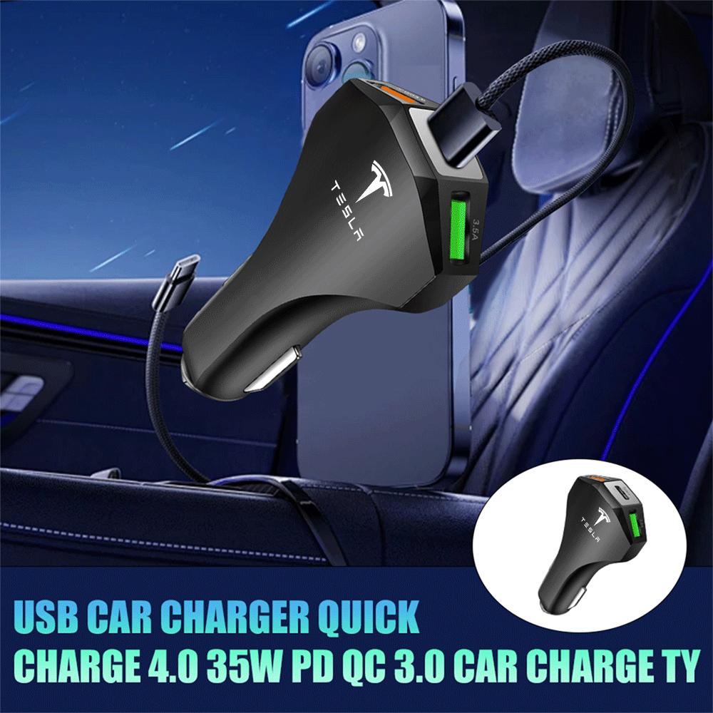 whalq7 Car Charger Cigarette Lighter PD Fast Charging USB Type C Phone Charger For Tesla Model 3 Model Y Model S X Cybertruck Roadster