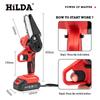 HILDA 4-Inch One-Handed Electric Lithium Chainsaw for Woodworking and Garden Felling.