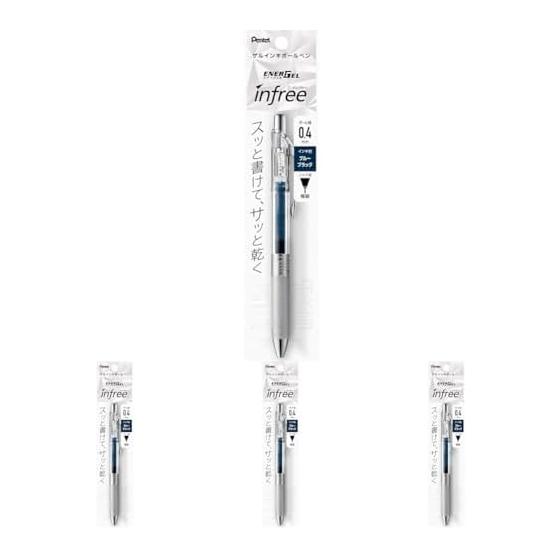 Pentel EnerGel Infree Gel Pen, 0.4mm, Clear Barrel, Blue Black