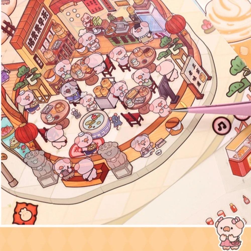 Plus Size Landscape Stickers Food Series Visual Stacking Sticker Children Gift