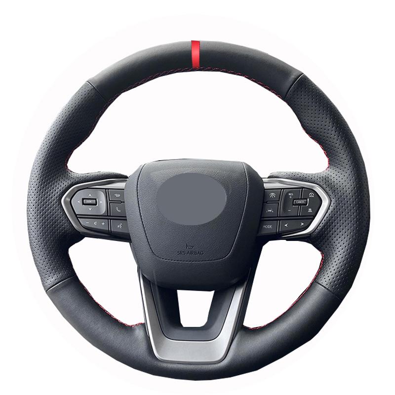 

For Lexus NX 250 NX260 NX350 NX350h NX450h+ 2022-2024 hand-stitched Red Black genuine Leather non-slip Car Steering Wheel Cover