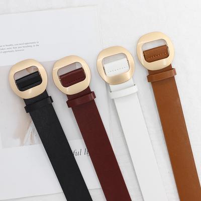Student Bf Wind Free Hole Decorative Wide Belt Women'S Round Day Buckle Non-Porous Casual Pants Belt