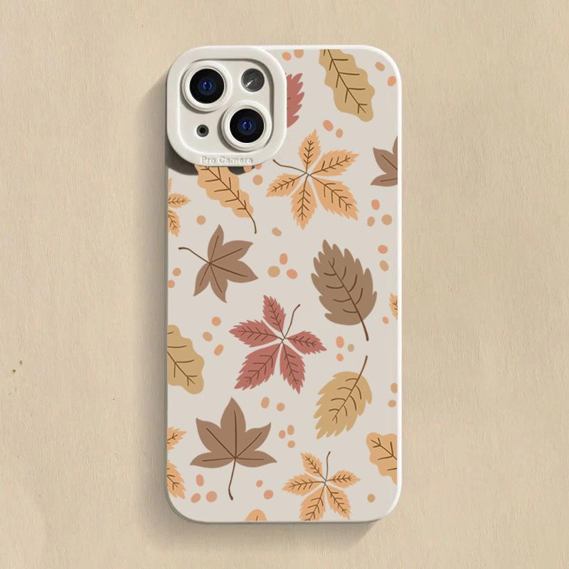 Retro Vzor Javorového Listu Pouzdro na Telefon Pro iPhone 16 Pro Max 15 14 13 12 11 7 8 Plus 16E XR X XS SE Nárazuvzdorný Silikonový Měkký Kryt